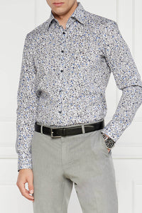 BOSS - H-HANK-KENT - Light Pastel Blue Slim Fit Shirt in Floral Pattern in Stretch Cotton 50519943 450