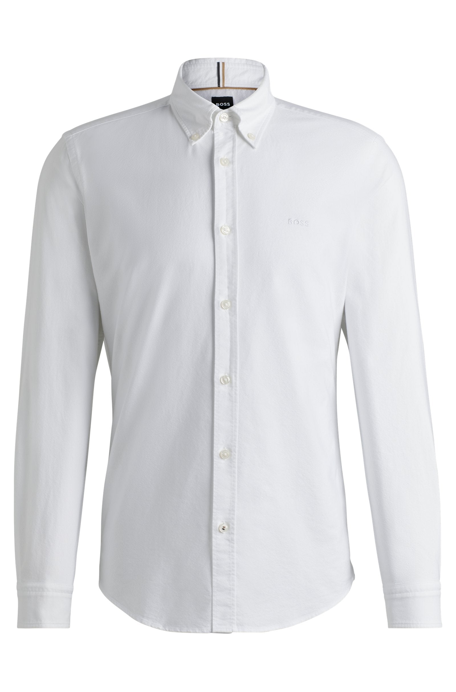 BOSS - ROAN White Slim Fit Oxford Cotton Shirt with Button Down Collar 50520265 100