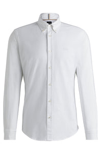 BOSS - ROAN White Slim Fit Oxford Cotton Shirt with Button Down Collar 50520265 100