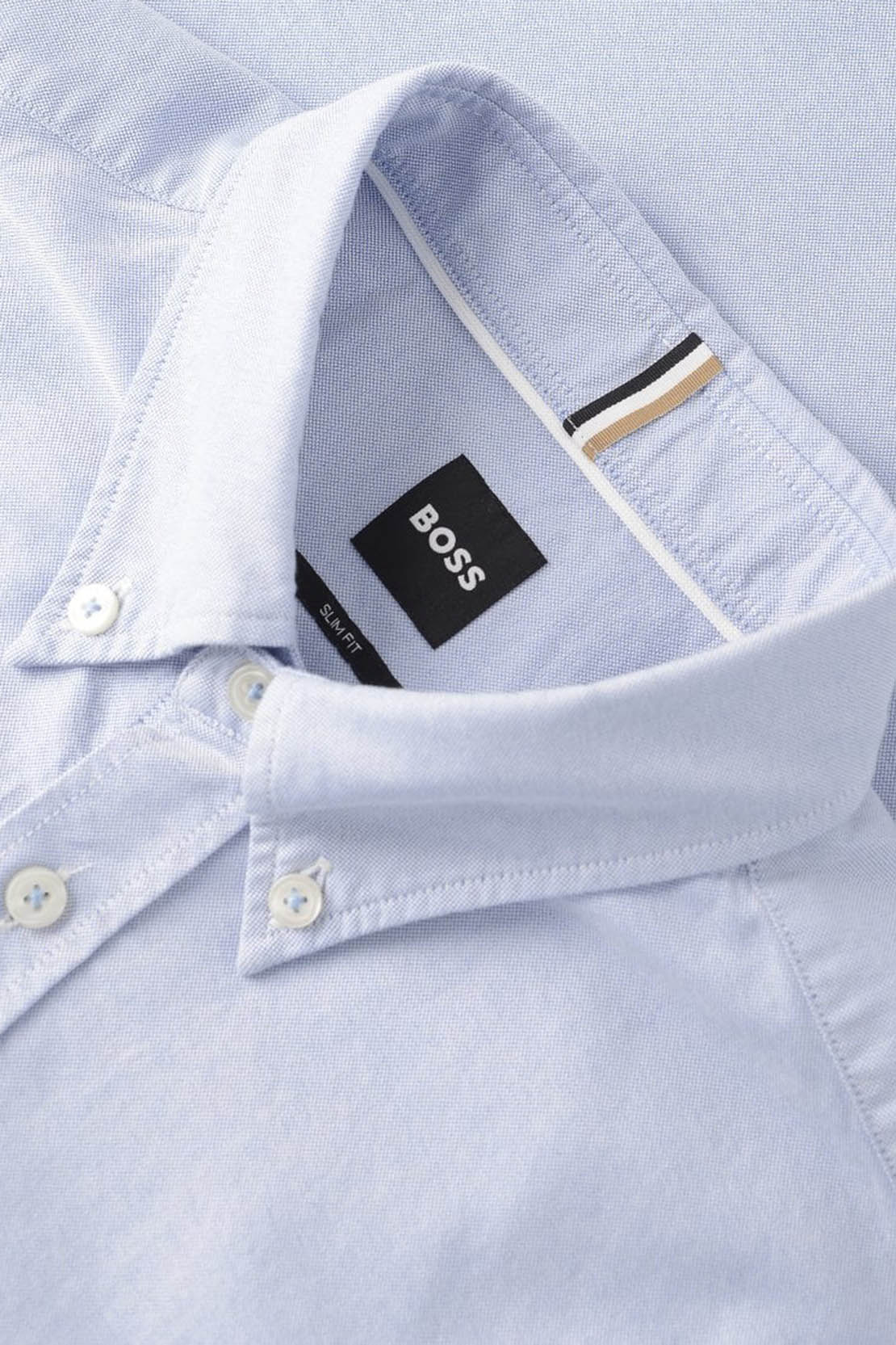 BOSS - ROAN Light Blue Slim Fit Oxford Cotton Shirt with Button Down Collar 50520265 450