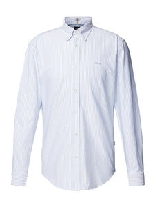 BOSS - H-ROAN Light Pastel Blue Striped SLIM FIT Oxford Cotton Shirt 50520275 450