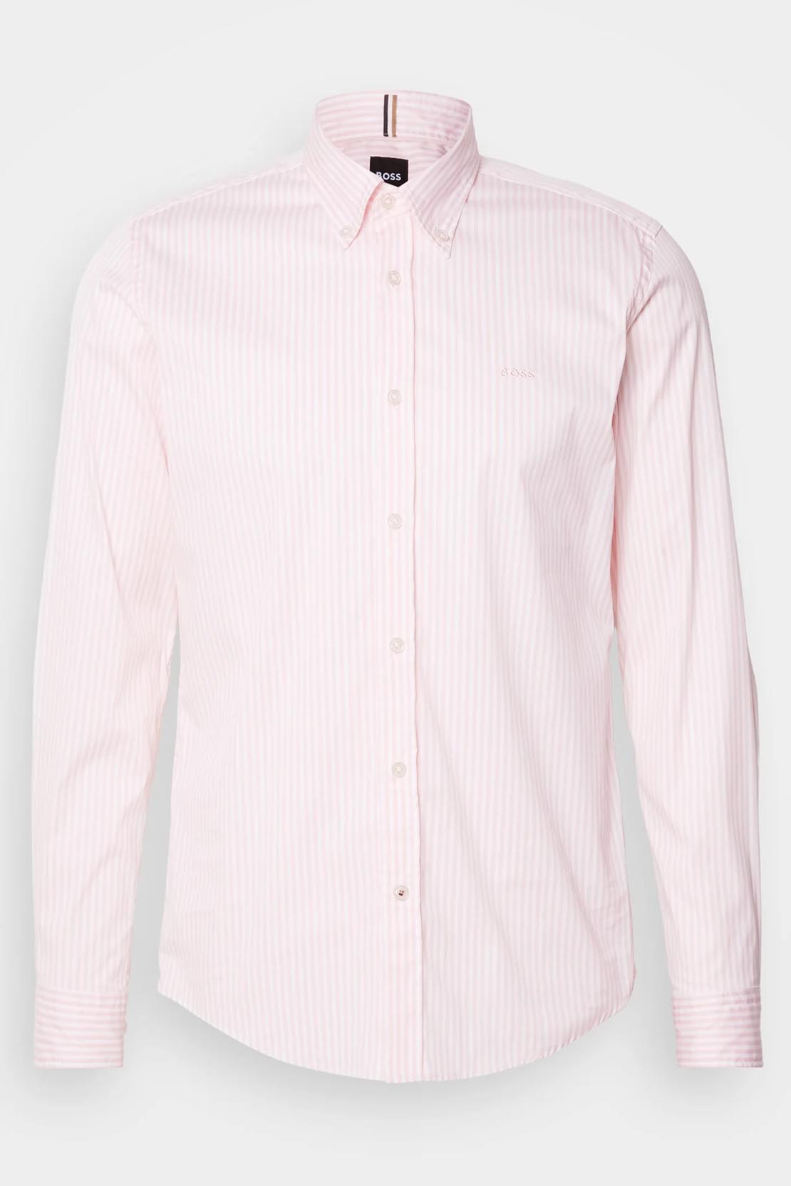 BOSS - H-ROAN Light Pastel Pink Striped SLIM FIT Oxford Cotton Shirt 50520275 688