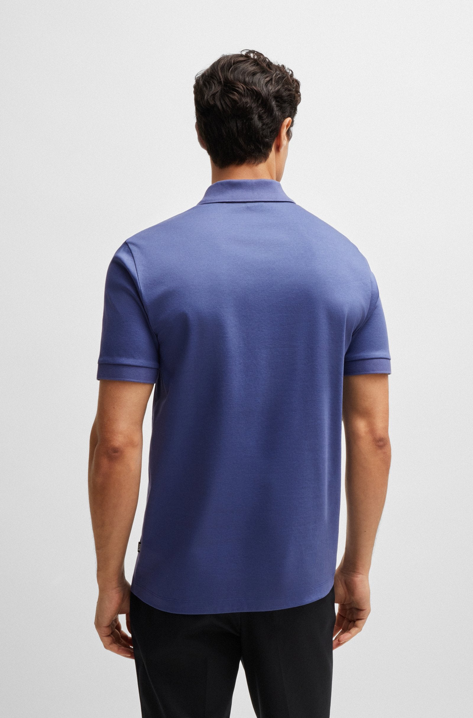 BOSS - C-POLSTON 36 Dark Blue Slim Fit Mercerized Cotton Polo Shirt With Zip Neck 50521118 412