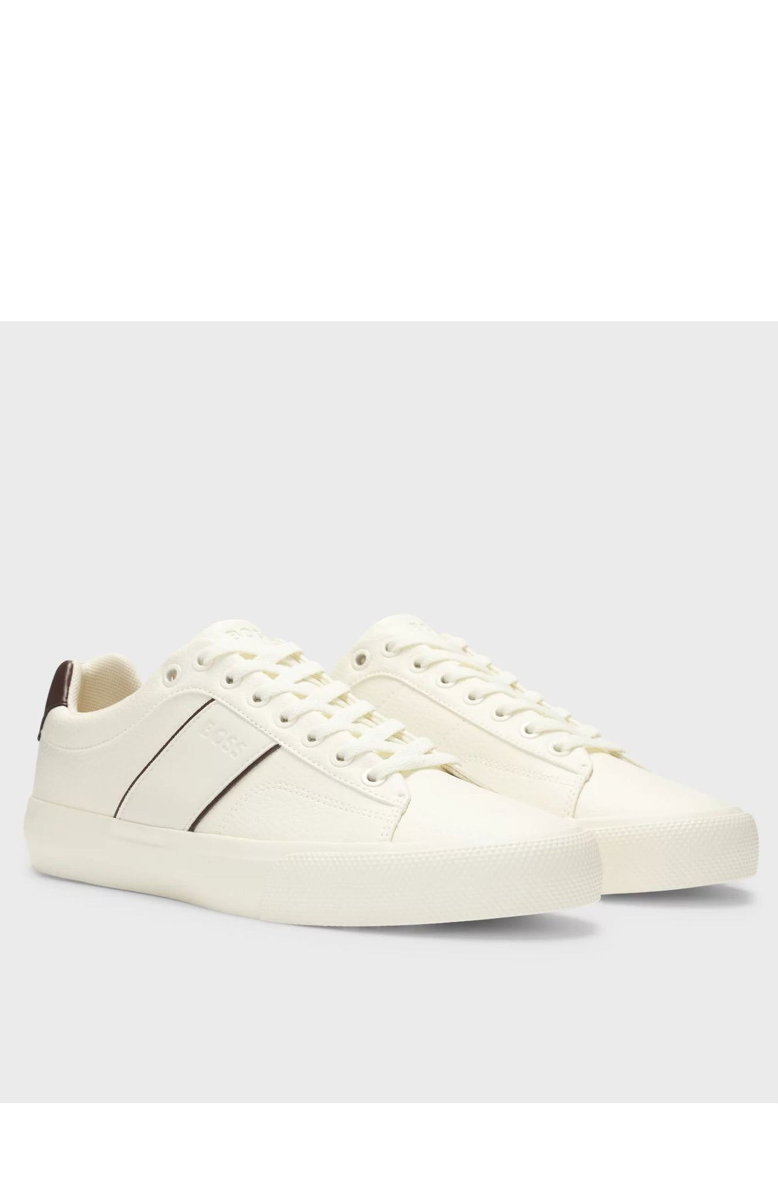 BOSS - AIDEN Faux-Leather Trainers In Natural and Brown 50522833 106