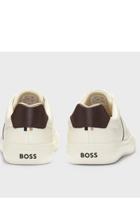 BOSS - AIDEN Faux-Leather Trainers In Natural and Brown 50522833 106