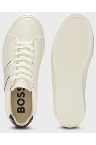 BOSS - AIDEN Faux-Leather Trainers In Natural and Brown 50522833 106