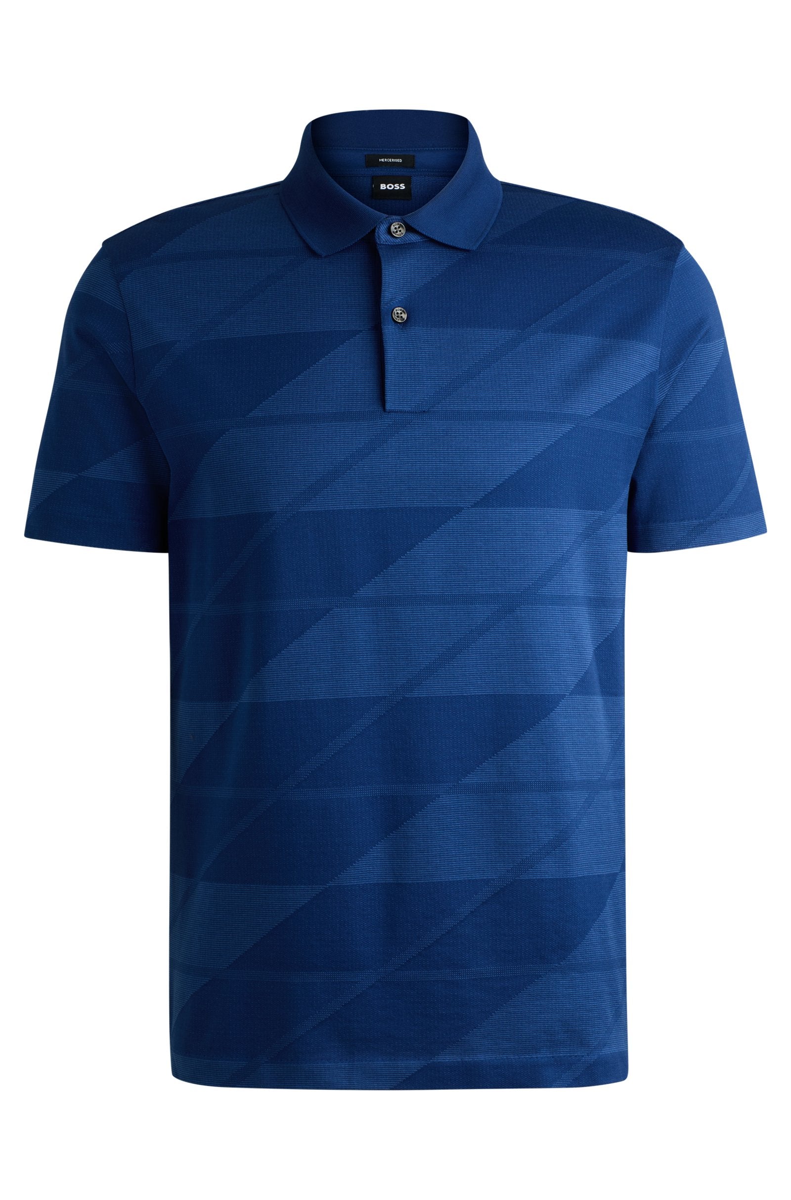 BOSS - C-PACK 35 Open Blue Mercerized-Cotton Polo Shirt With Jacquard Pattern 50524067 485