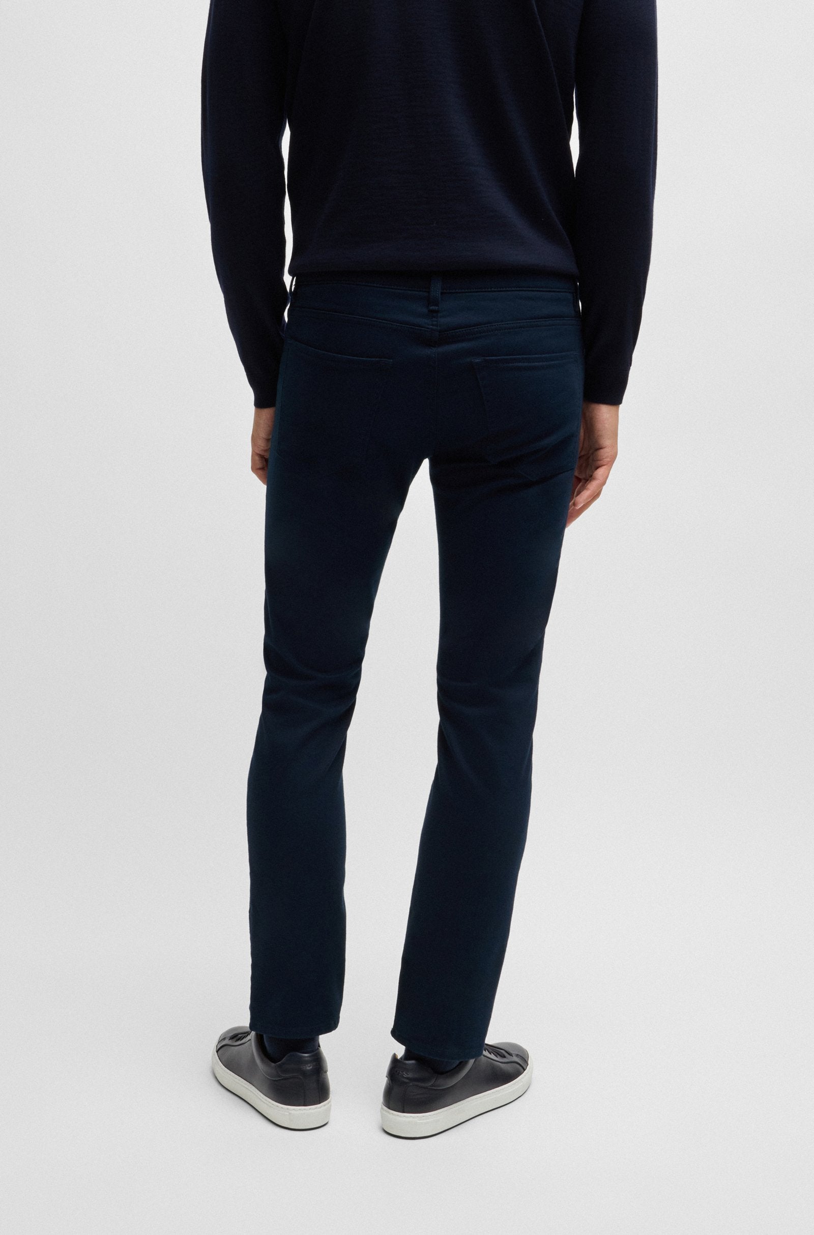 BOSS - P-DELAWARE5 Dark Blue Slim-fit Trousers/ Jeans In Brushed Satin 50524431 404