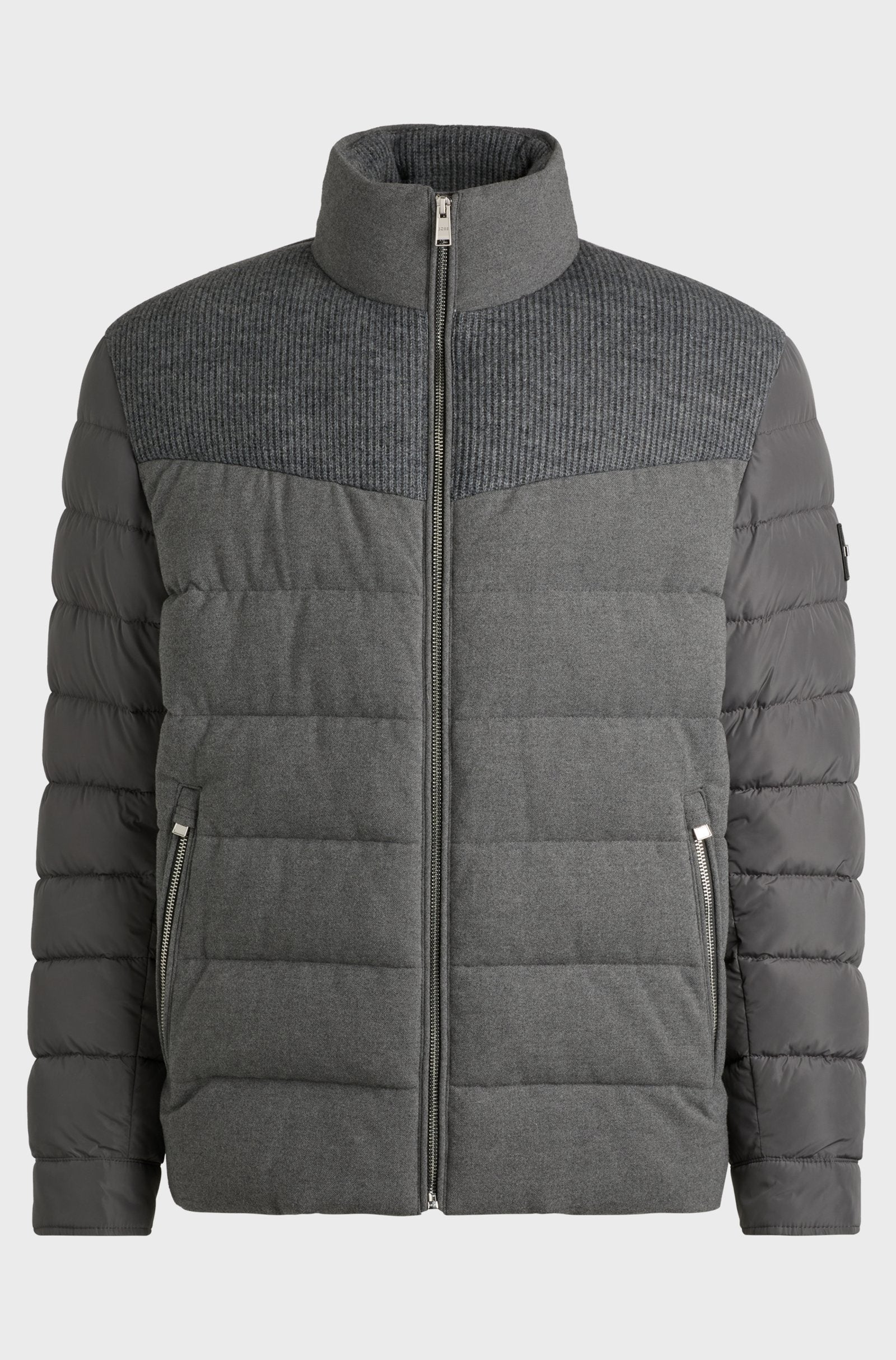 BOSS - H-CLANELLO Medium Grey Water-Repellent Jacket In Mixed Materials 50524971 030