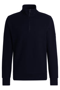 BOSS - H-SIDNEY 59 Dark Blue Mercerized-Cotton Regular-Fit Half Zip Sweatshirt 50524999 404