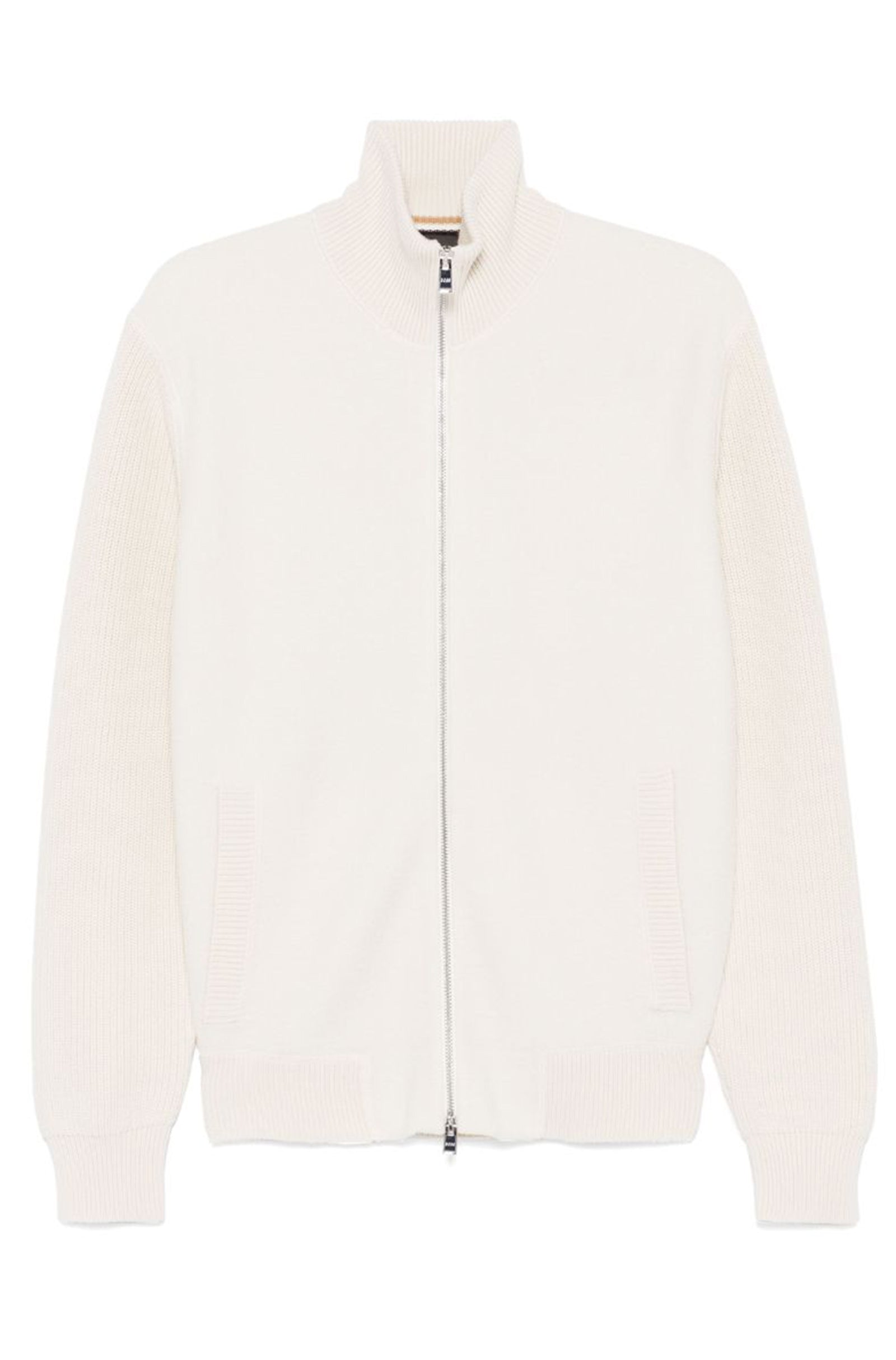 BOSS - H-EMERAVIGLIO Open White Mixed-Structure Full Zip Cardigan 50526839 131