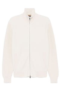 BOSS - H-EMERAVIGLIO Open White Mixed-Structure Full Zip Cardigan 50526839 131