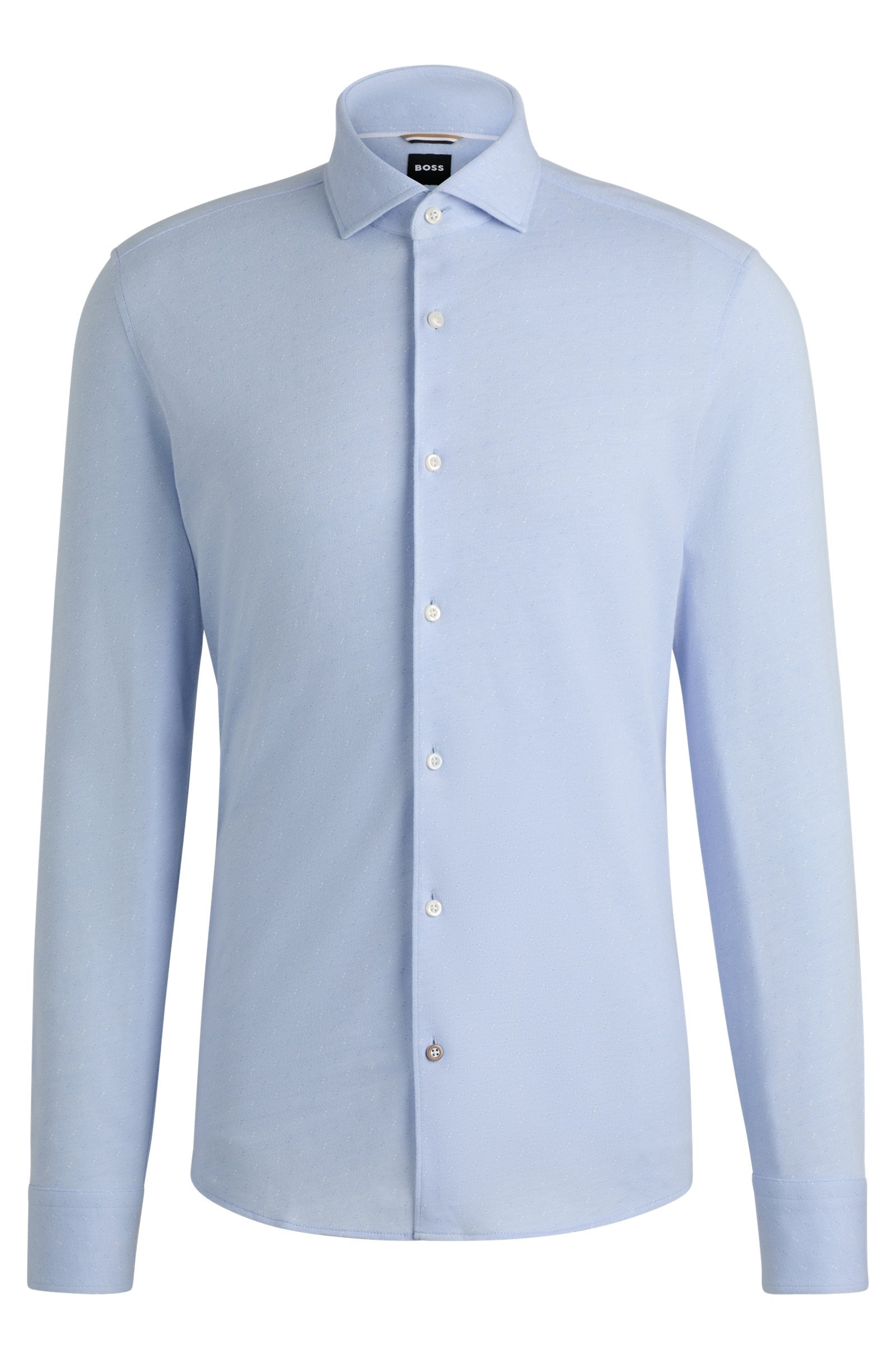 BOSS - C-HAL-SPREAD Light Pastel Blue Casual-Fit Shirt In Patterned Cotton Jersey 50527537 450