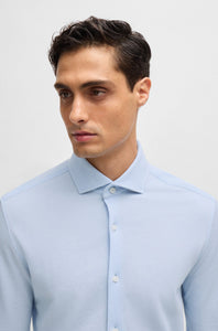 BOSS - C-HAL-SPREAD Light Pastel Blue Casual-Fit Shirt In Patterned Cotton Jersey 50527537 450