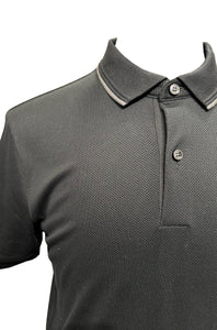 BOSS - H-PROUT 59 Black Pique Polo with Tipping Detail 50527650 001