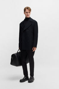 BOSS - H-CLAY Dark Blue Double-Breasted Pea-Coat In A Wool Blend 50527932 404