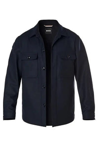 BOSS - C-CARPER Dark Blue Relaxed-Fit Overshirt In A Wool Blend 50527940 404