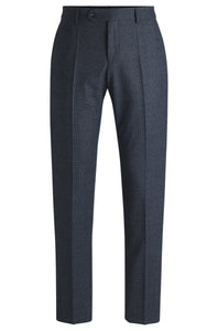 BOSS - H-GENIUS Dark Blue Slim-Fit Trousers In Micro-Patterned Stretch Wool 50527969 404