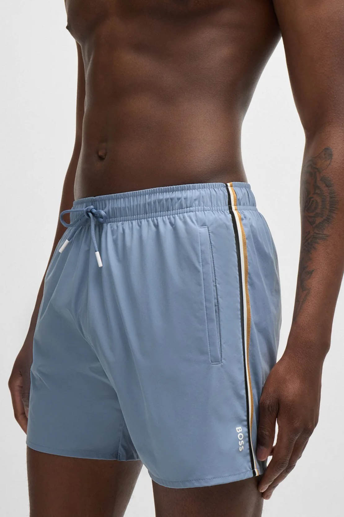 BOSS - ICONIC Swim Shorts With Stripe Detail In Open Blue 50528291 490