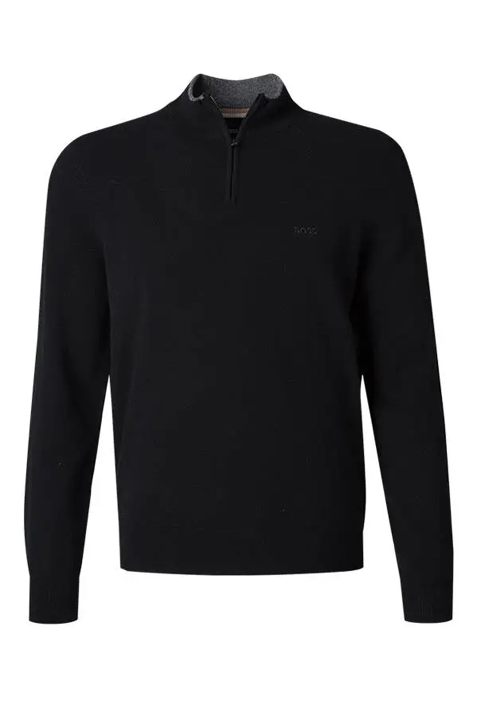 BOSS - EMARLO Black 1/4 Zip Sweater in Virgin Wool 50530314 001