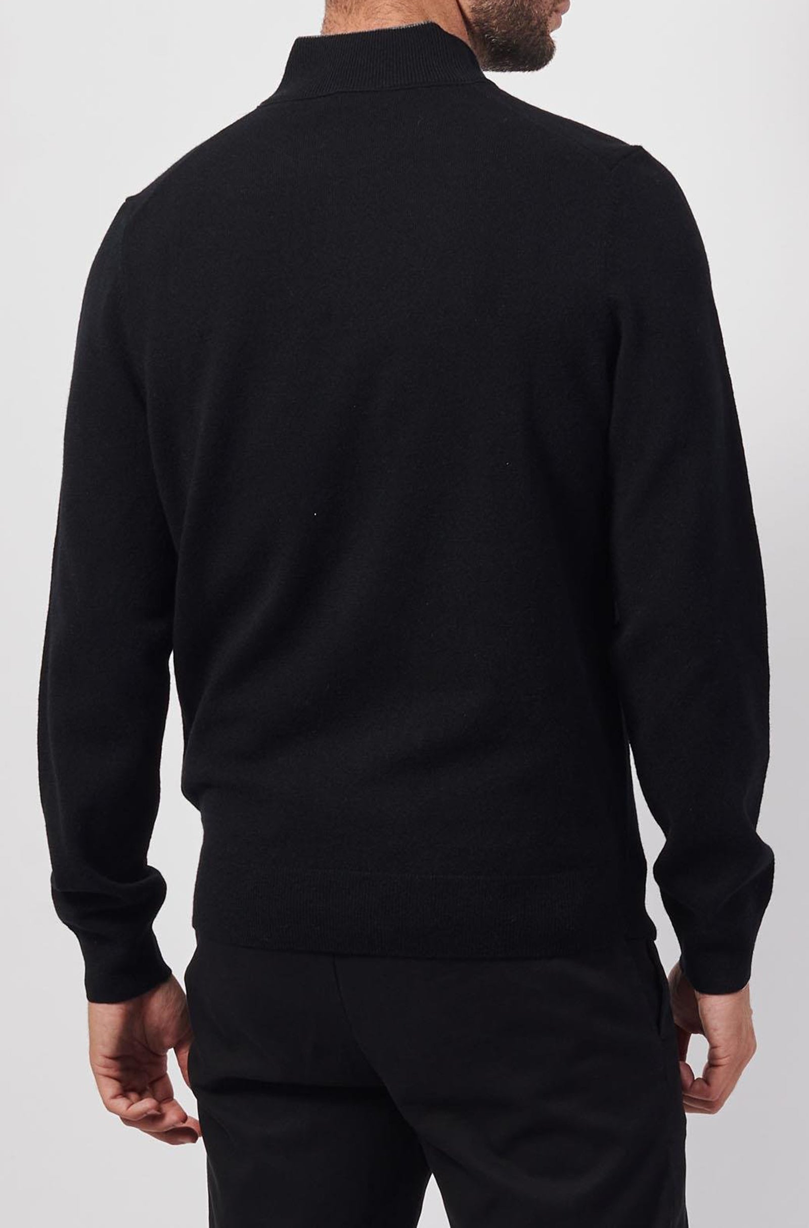 BOSS - EMARLO Black 1/4 Zip Sweater in Virgin Wool 50530314 001