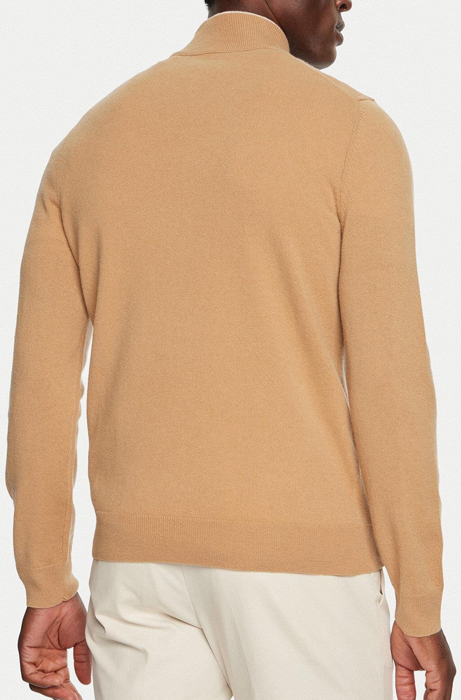 BOSS - EMARLO Medium Beige 1/4 Zip Sweater in Virgin Wool 50530314 260