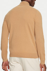 BOSS - EMARLO Medium Beige 1/4 Zip Sweater in Virgin Wool 50530314 260