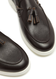 BOSS - SIENNE_MOCC - Dark Brown Leather Tassle Loafers With White Soles 50530510 205