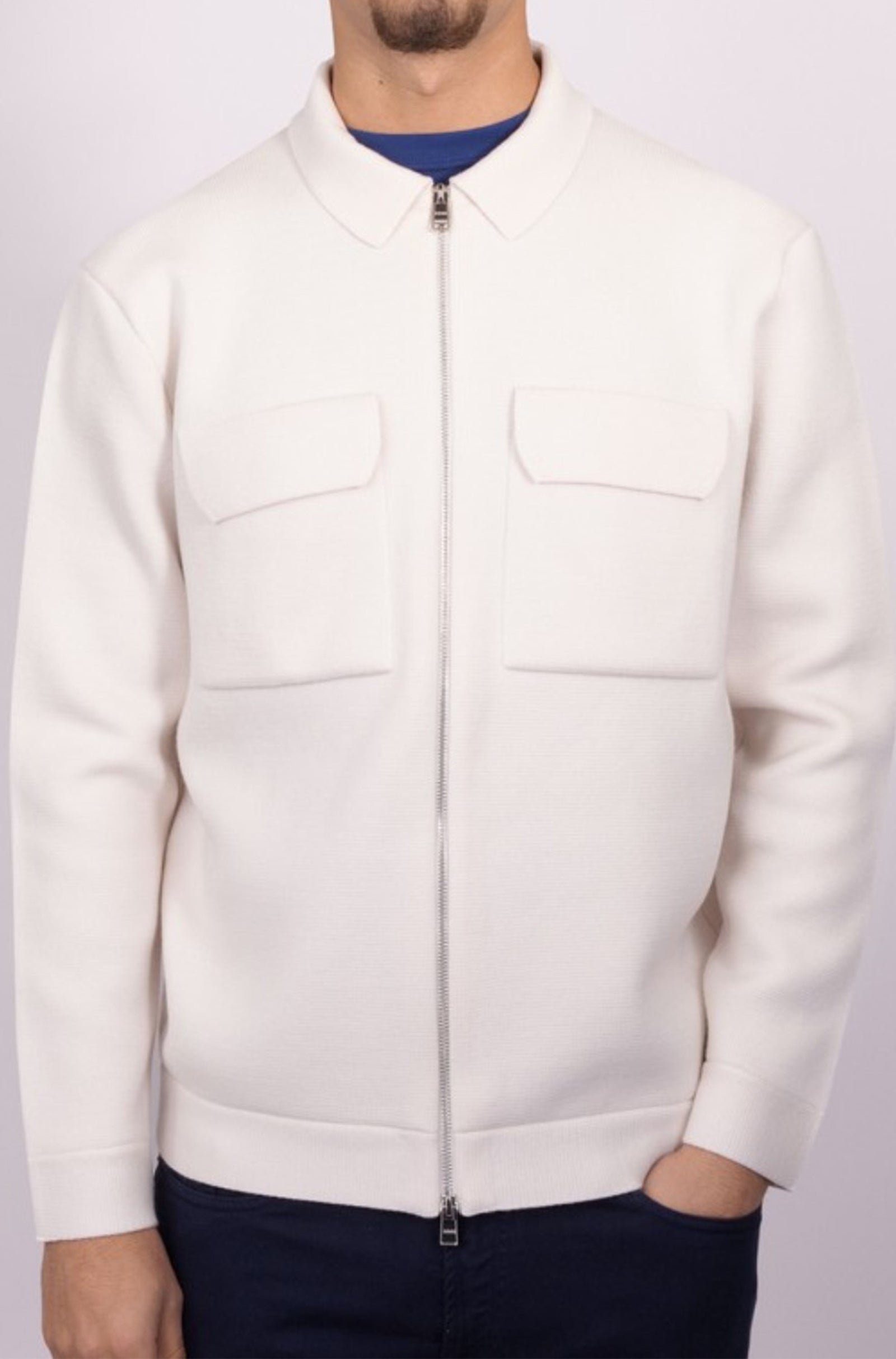 BOSS - P-BELLOTTO Open White Zip-Up Regular-Fit Cardigan In Virgin Wool 50531165 131