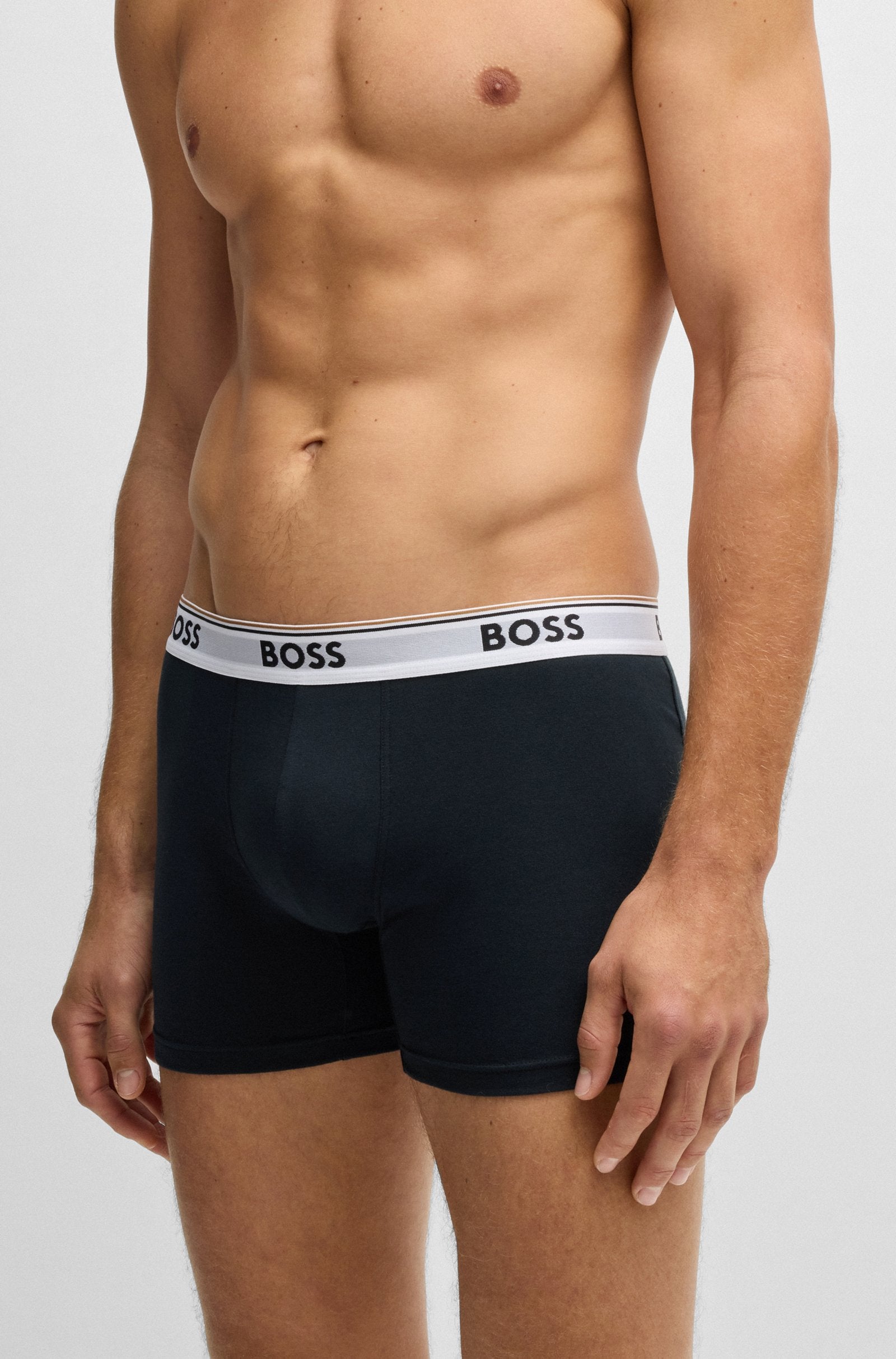 BOSS - Three-Pack Of Stretch-Cotton Boxer Briefs With Logo Waistbands 50531691 977