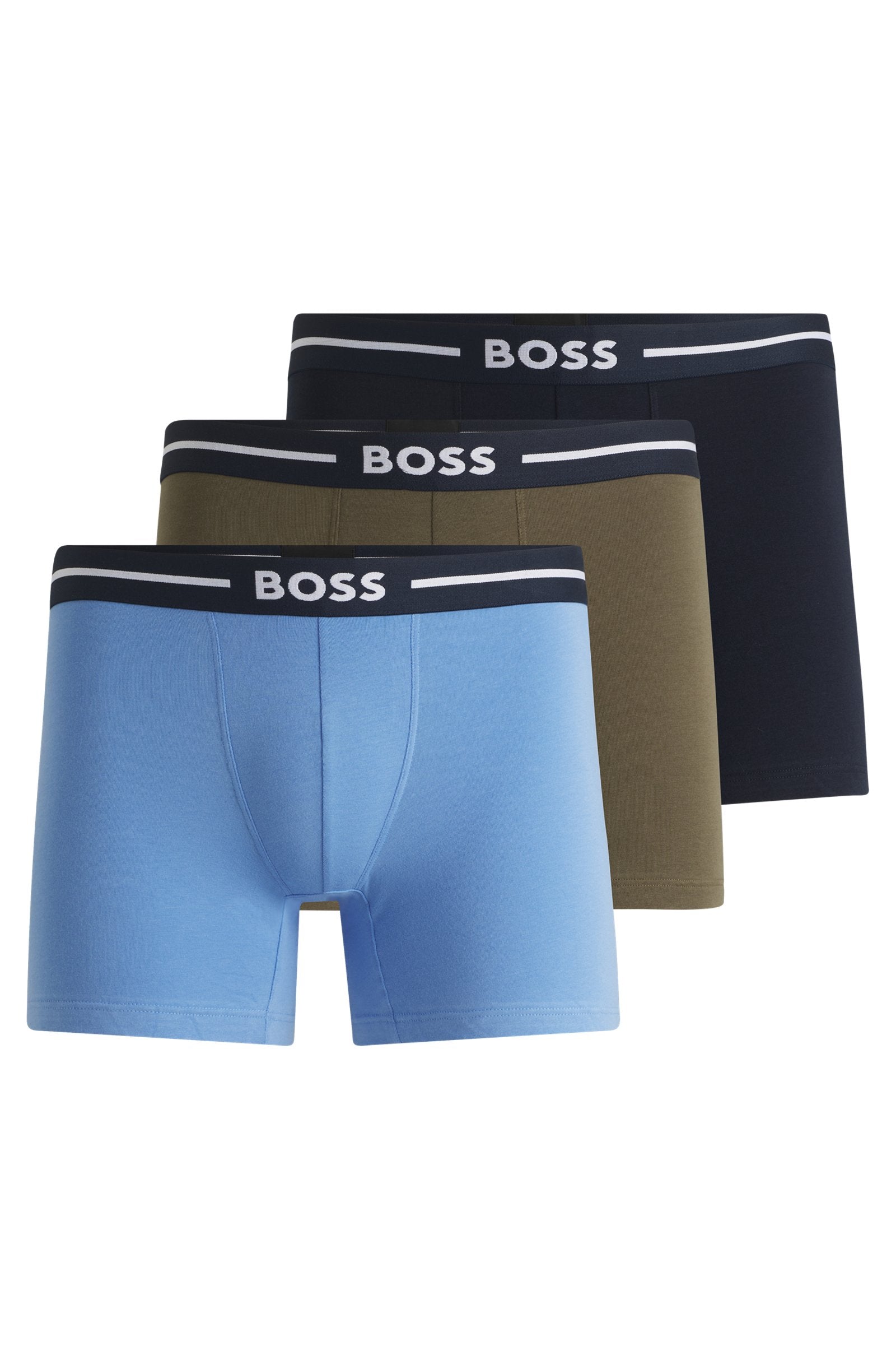 BOSS - 3-Pack Of Boxer Briefs With Logo Stripe Waistbands 50531702 971