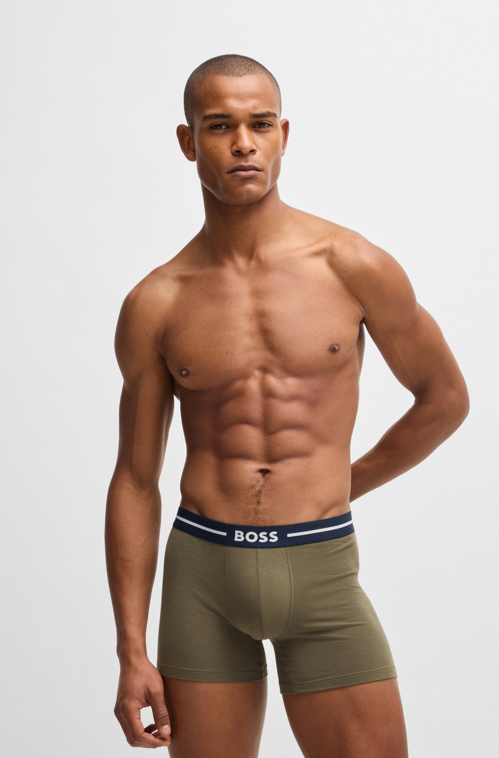 BOSS - 3-Pack Of Boxer Briefs With Logo Stripe Waistbands 50531702 971