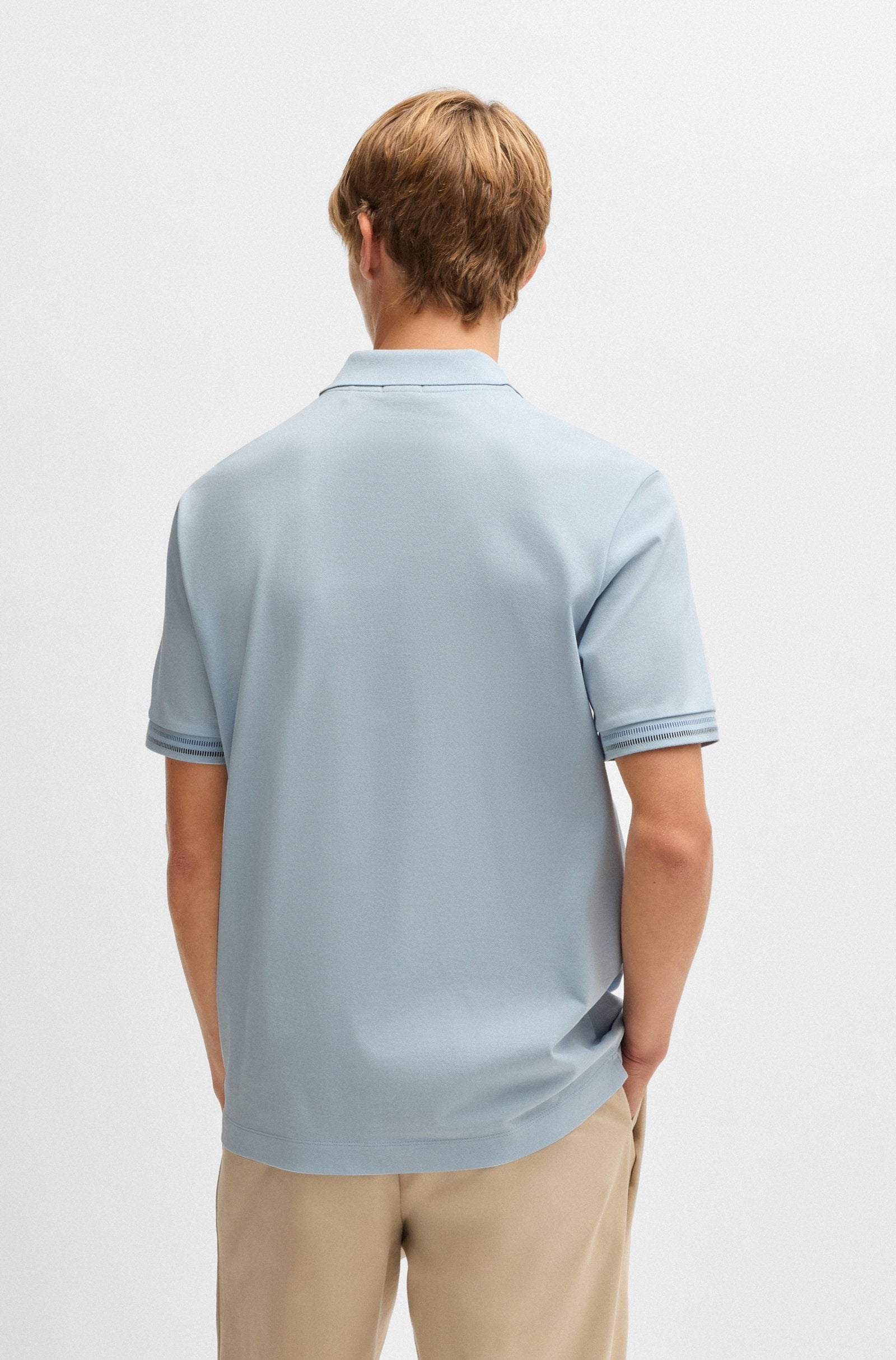 BOSS - C-PARLAY 209 Mercerized-Cotton Regular-Fit Polo Shirt In Light Pastel Blue 50531850 454