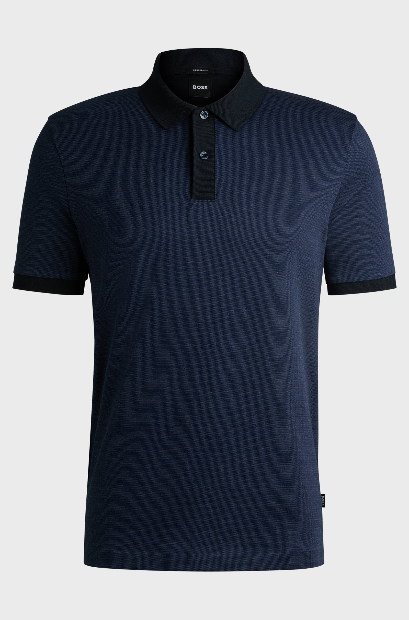 BOSS - H-PARLAY 432 Mercerised-Cotton Polo Shirt With Micro Pattern in Dark Blue 50532246 404