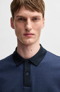 BOSS - H-PARLAY 432 Mercerised-Cotton Polo Shirt With Micro Pattern in Dark Blue 50532246 404