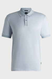 BOSS - H-PARLAY 432 Mercerised-Cotton Polo Shirt With Micro Pattern in Light Blue 50532246 430