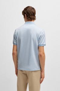 BOSS - H-PARLAY 432 Mercerised-Cotton Polo Shirt With Micro Pattern in Light Blue 50532246 430