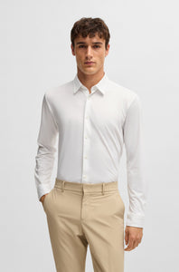 BOSS - P-ROAN-KENT Slim-Fit Shirt In Structured Stretch Fabric In White 50533434 100