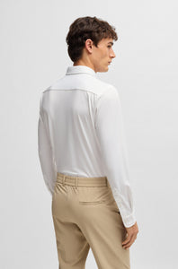 BOSS - P-ROAN-KENT Slim-Fit Shirt In Structured Stretch Fabric In White 50533434 100