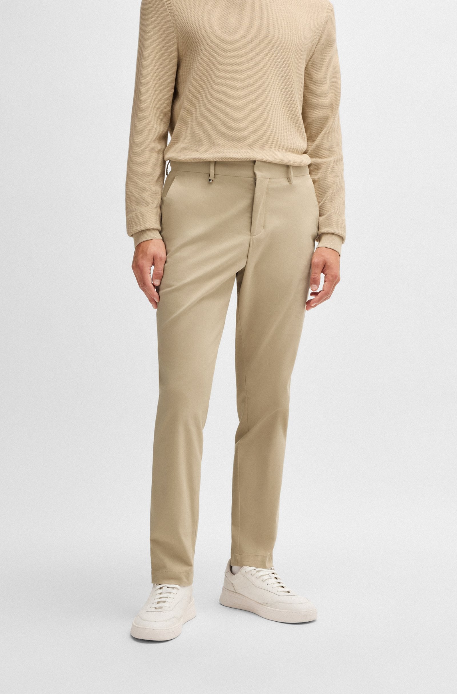 BOSS - C-GENIUS-DTL Slim-fit Trousers In Washable Stretch Cotton In Light Beige 50534612 275