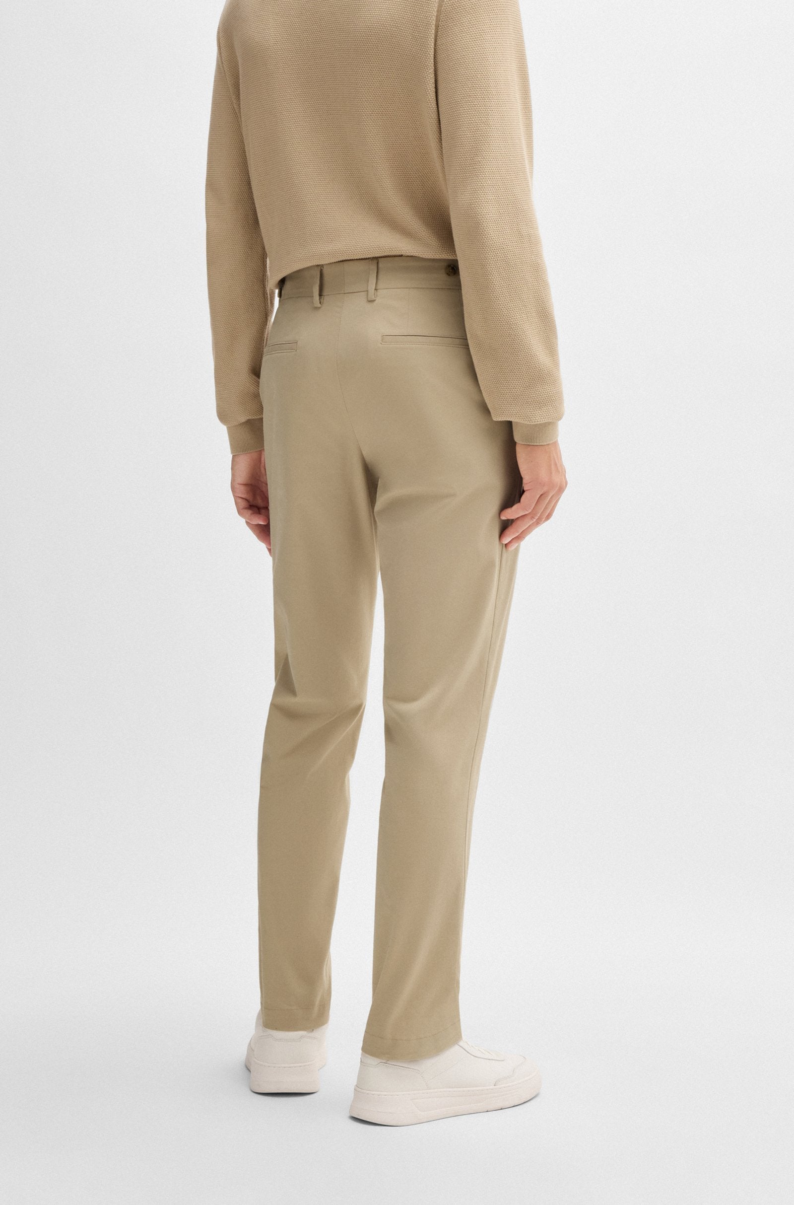 BOSS - C-GENIUS-DTL Slim-fit Trousers In Washable Stretch Cotton In Light Beige 50534612 275