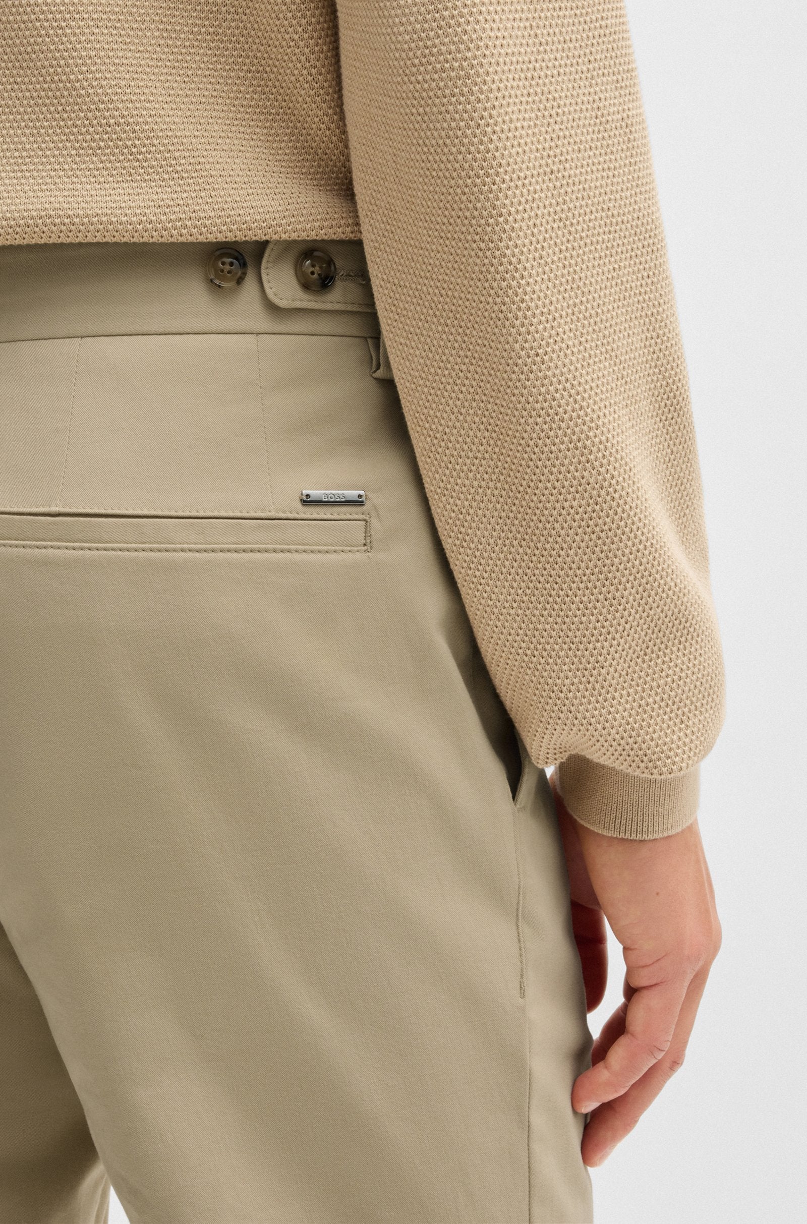 BOSS - C-GENIUS-DTL Slim-fit Trousers In Washable Stretch Cotton In Light Beige 50534612 275