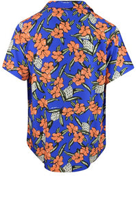 BOSS - BEACH SHIRT Medium Blue Printed Relaxed Fit Shirt 50535793 427