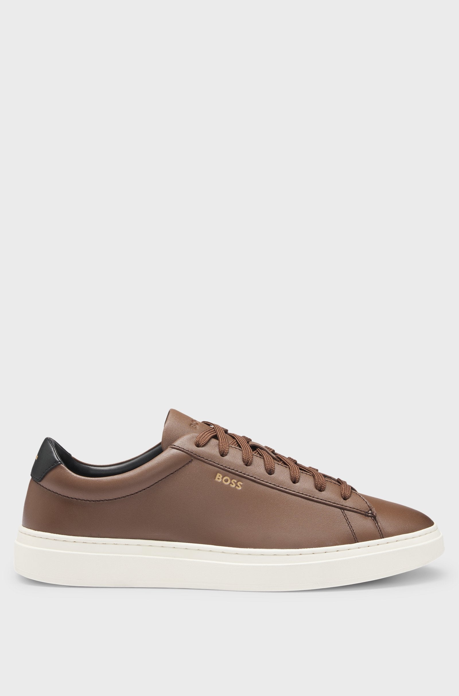 BOSS - KIERAN Medium Brown Lace-up Polished Leather Trainers 50536480 210