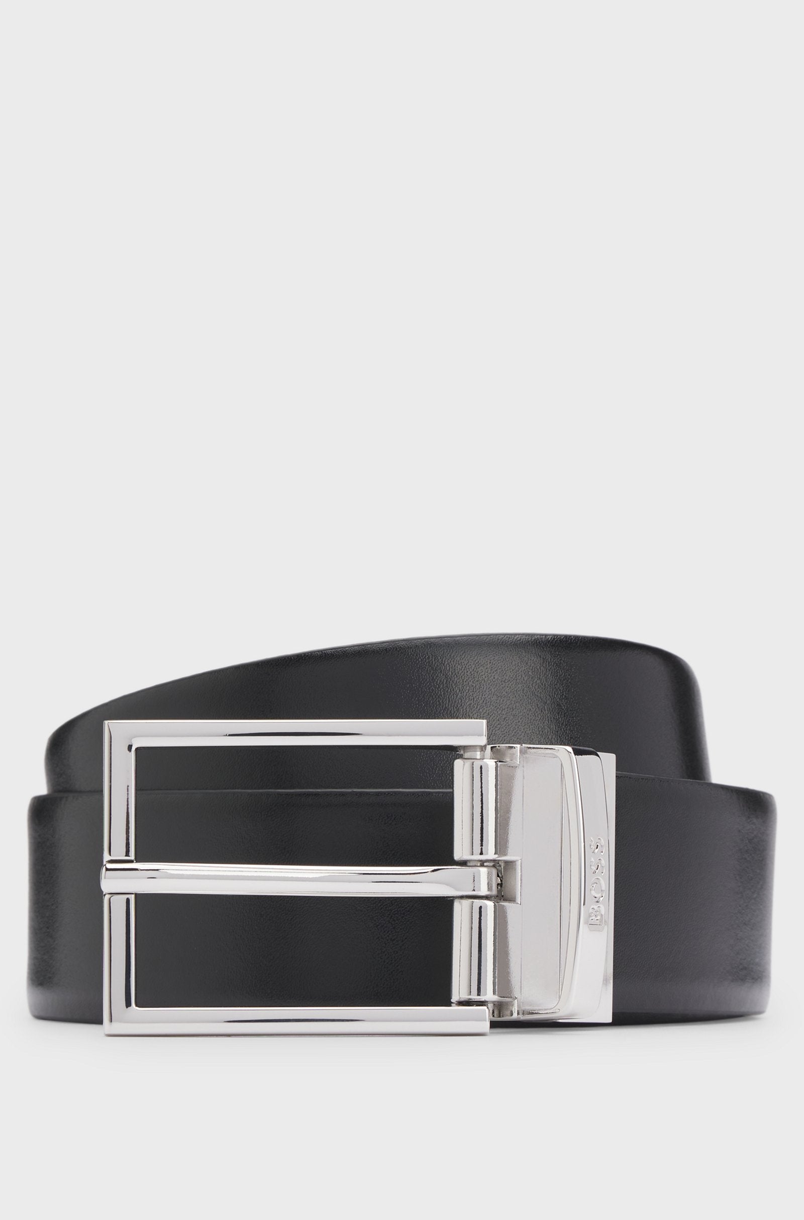 BOSS - OTANO-S Black and Navy Blue Reversible Belt In Italian Leather 50537112 004