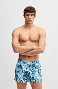 BOSS - CALA Printed Swim Shorts With Logo Detail in Light Pastel Blue 50539294 455