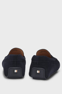 BOSS - NOEL Portuguese-Crafted Moccasin Loafers in Dark Blue Suede 50541750 401