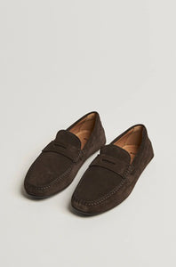BOSS - NOEL Portuguese-Crafted Moccasin Loafers in Dark Brown Suede 50541750 201