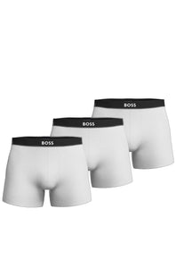 BOSS - 3-Pack Of White Stretch-Cotton Boxer Briefs With Logo Waistbands 50544272 100