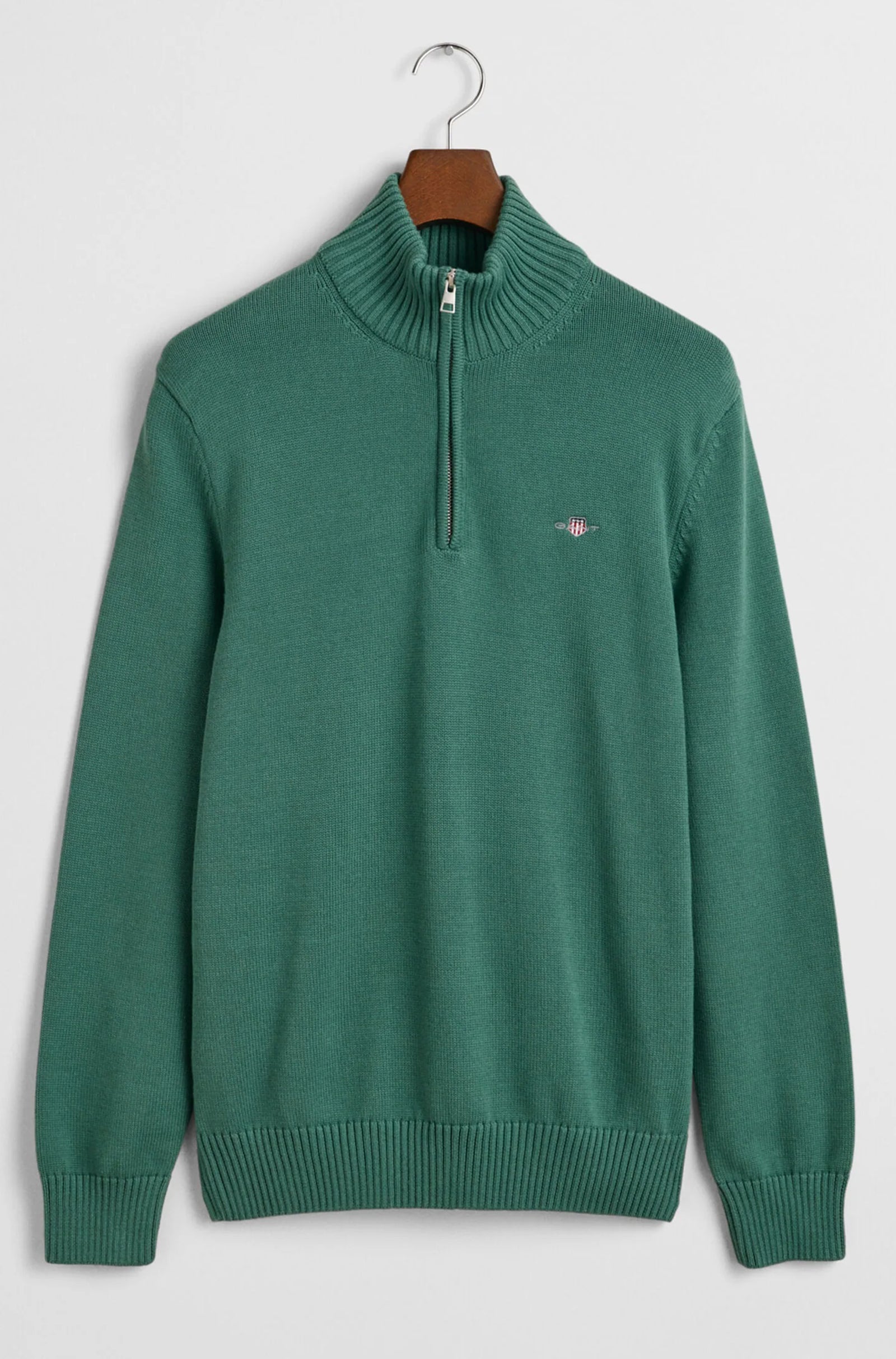 GANT  - Casual Cotton Half-Zip Sweater In Woody Green 8030170 318